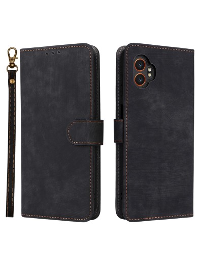 Калъф от еко кожа тип портмоне с RFID блокиране за Samsung Galaxy XCover7 Pro - черен