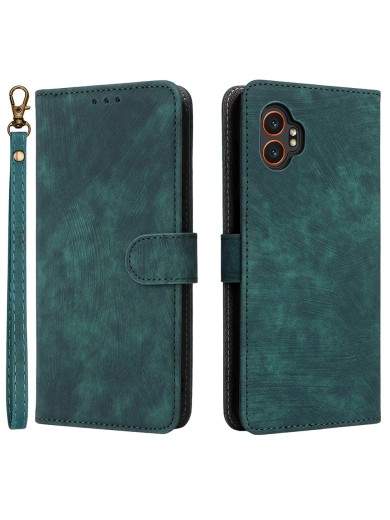 Калъф от еко кожа тип портмоне с RFID блокиране за Samsung Galaxy XCover7 Pro - зелен