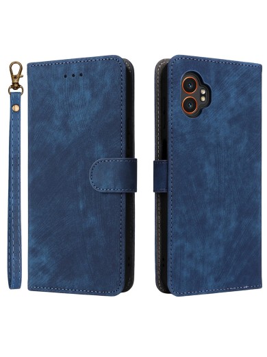 Калъф от еко кожа тип портмоне с RFID блокиране за Samsung Galaxy XCover7 Pro - син