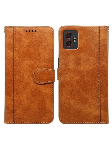Калъф от еко кожа тип портмоне за Samsung Galaxy XCover7 Pro - жълт