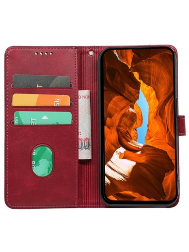 Калъф от еко кожа тип портмоне за Samsung Galaxy XCover7 Pro - червен