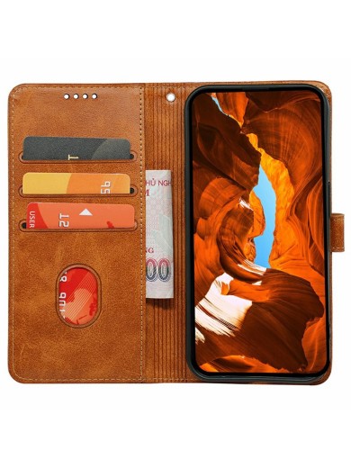 Калъф от еко кожа тип портмоне за Samsung Galaxy XCover7 Pro - жълт