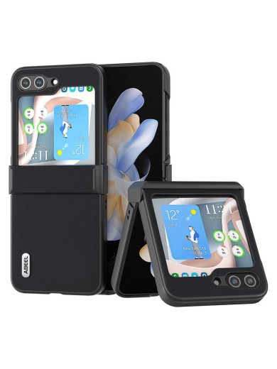Предпазен гръб от еко кожа за Samsung Galaxy Z Flip5 - черен Предпазен гръб от еко кожа за Samsung Galaxy Z Flip5 - черен