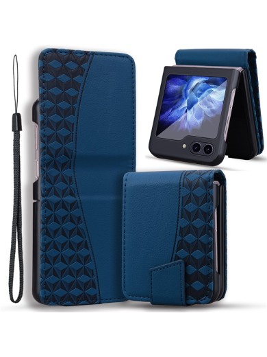 Калъф от еко кожа тип портмоне за Samsung Galaxy Z Flip5 - син Калъф от еко кожа тип портмоне за Samsung Galaxy Z Flip5 - син