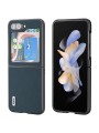 Предпазен гръб от естествена телешка кожа за Samsung Galaxy Z Flip6 - зелен