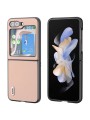 Предпазен гръб от естествена телешка кожа за Samsung Galaxy Z Flip6 - розов