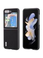 Предпазен гръб от естествена телешка кожа за Samsung Galaxy Z Flip6 - черен