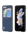 Предпазен гръб от естествена телешка кожа за Samsung Galaxy Z Flip6 - син