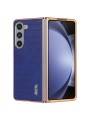 Предпазен гръб от еко кожа с крокодилски шарки за Samsung Galaxy Z Fold5 - син