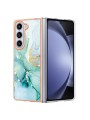 Предпазен удароустойчив гръб с мраморни шарки за Samsung Galaxy Z Fold5 - зелен