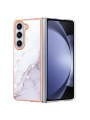 Предпазен удароустойчив гръб с мраморни шарки за Samsung Galaxy Z Fold5 - бял