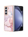 Предпазен удароустойчив гръб с мраморни шарки за Samsung Galaxy Z Fold5 - розов