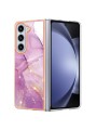 Предпазен удароустойчив гръб с мраморни шарки за Samsung Galaxy Z Fold5 - лилав