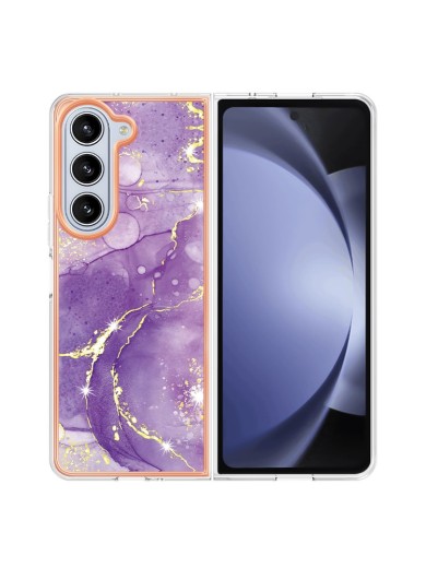 Предпазен удароустойчив гръб с мраморни шарки за Samsung Galaxy Z Fold5 - лилав Предпазен удароустойчив гръб с мраморни шарки за Samsung Galaxy Z Fold5 - лилав