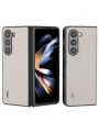 Предпазен гръб от естествена телешка кожа за Samsung Galaxy Z Fold5 - сив