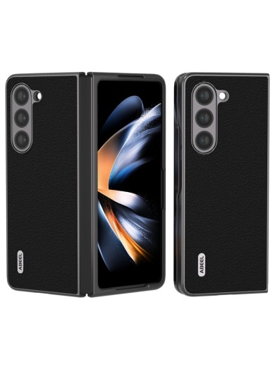 Предпазен гръб от естествена телешка кожа за Samsung Galaxy Z Fold5 - черен Предпазен гръб от естествена телешка кожа за Samsung Galaxy Z Fold5 - черен
