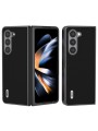 Предпазен гръб от естествена телешка кожа за Samsung Galaxy Z Fold5 - черен