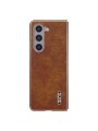 Предпазен гръб от еко кожа с крокодилски шарки за Samsung Galaxy Z Fold5 - кафяв