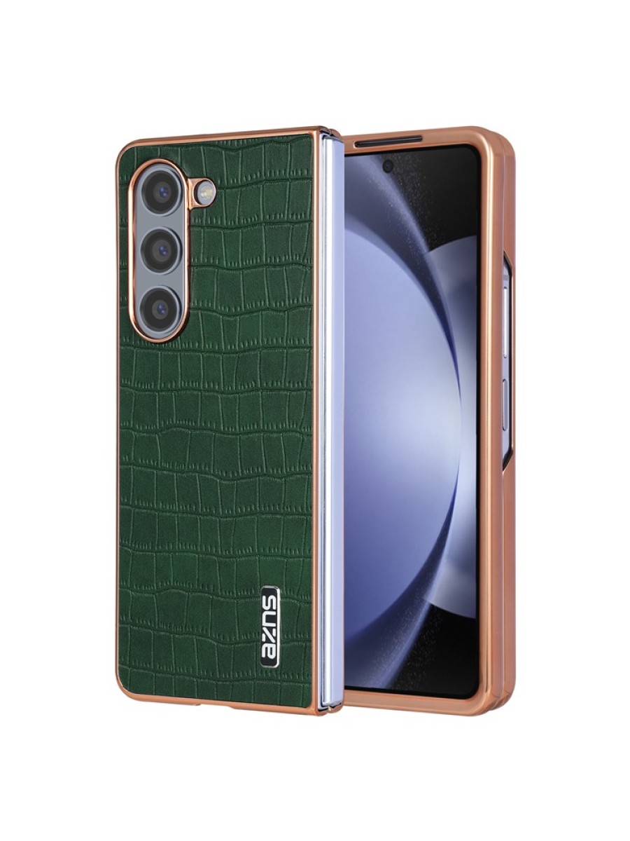 Предпазен гръб от еко кожа с крокодилски шарки за Samsung Galaxy Z Fold6 - зелен