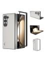 Удароустойчив калъф от телешка кожа и поликарбонат за Samsung Galaxy Z Fold6 - бял
