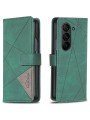 Калъф от еко кожа тип портмоне с геометрични линии за Samsung Galaxy Z Fold6 - зелен
