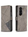 Калъф от еко кожа тип портмоне с геометрични линии за Samsung Galaxy Z Fold6 - сив