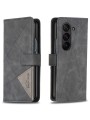 Калъф от еко кожа тип портмоне с геометрични линии за Samsung Galaxy Z Fold6 - черен