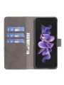 Калъф от еко кожа тип портмоне с геометрични линии за Samsung Galaxy Z Fold6 - сив