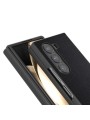 Удароустойчив калъф от телешка кожа и поликарбонат за Samsung Galaxy Z Fold6 - черен