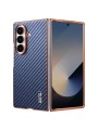 Предпазен гръб с галванично покритие и еко кожа за Samsung Galaxy Z Fold7 - син
