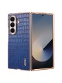 Предпазен гръб от еко кожа с крокодилски шарки за Samsung Galaxy Z Fold7 - син