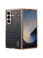 Предпазен гръб от еко кожа с крокодилски шарки за Samsung Galaxy Z Fold7 - черен