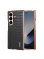 Предпазен гръб от еко кожа с крокодилски шарки за Samsung Galaxy Z Fold7 - черен