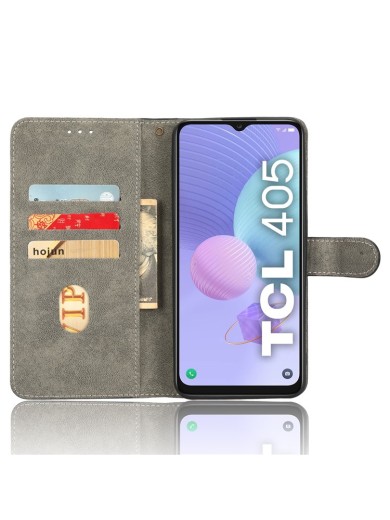 Калъф от еко кожа тип портмоне с RFID блокиране за TCL 405 - черен