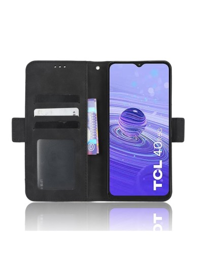 Калъф от еко кожа тип портмоне за TCL 40R - черен