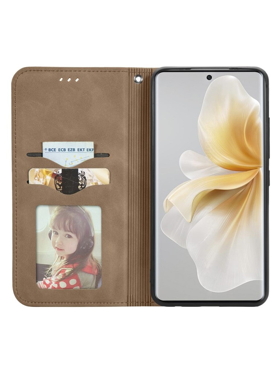 Калъф от еко кожа тип портмоне за TCL 50 Pro NxtPaper - кафяв