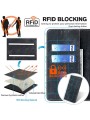 Калъф от еко кожа тип портмоне с RFID блокиране за TCL 505 - черен