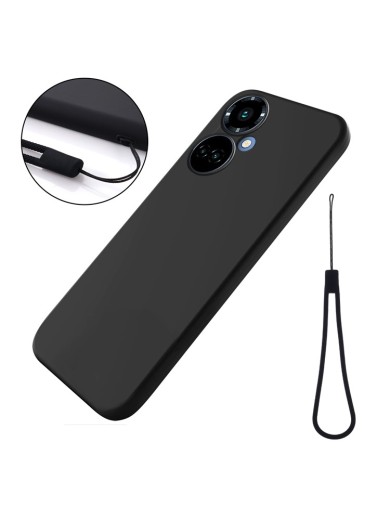 Предпазен устойчив на надраскване силиконов гръб с каишка за TECNO Camon 19 Pro - черен