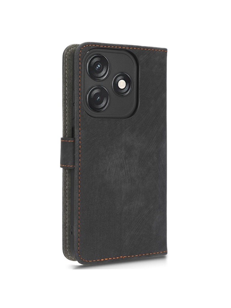 Калъф от еко кожа тип портмоне с RFID блокиране за TECNO Spark 10C - черен