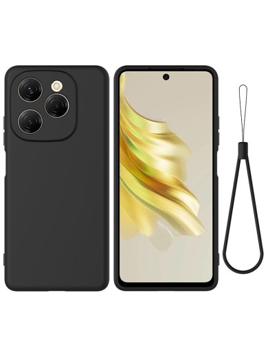 Предпазен удароустойчив силиконов гръб с каишка за TECNO Spark 20 Pro 5G - черен