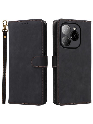 Калъф от еко кожа тип портмоне с RFID блокиране за TECNO Spark 20 Pro 5G - черен
