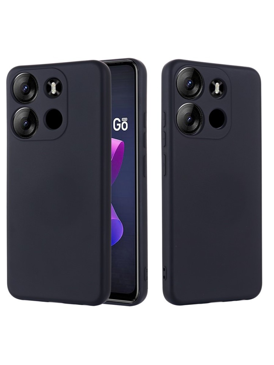 Предпазен удароустойчив силиконов гръб с каишка за TECNO Spark Go 2023 - черен
