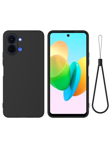 Предпазен устойчив на надраскване силиконов гръб с каишка за TECNO Spark Go 3 - черен