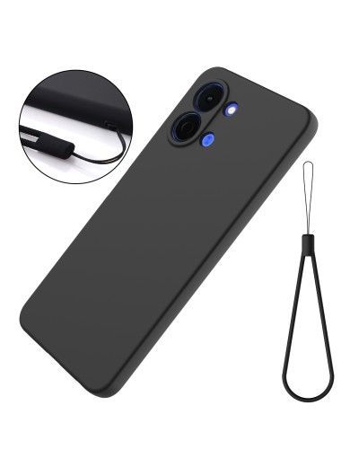 Предпазен устойчив на надраскване силиконов гръб с каишка за TECNO Spark Go 3 - черен