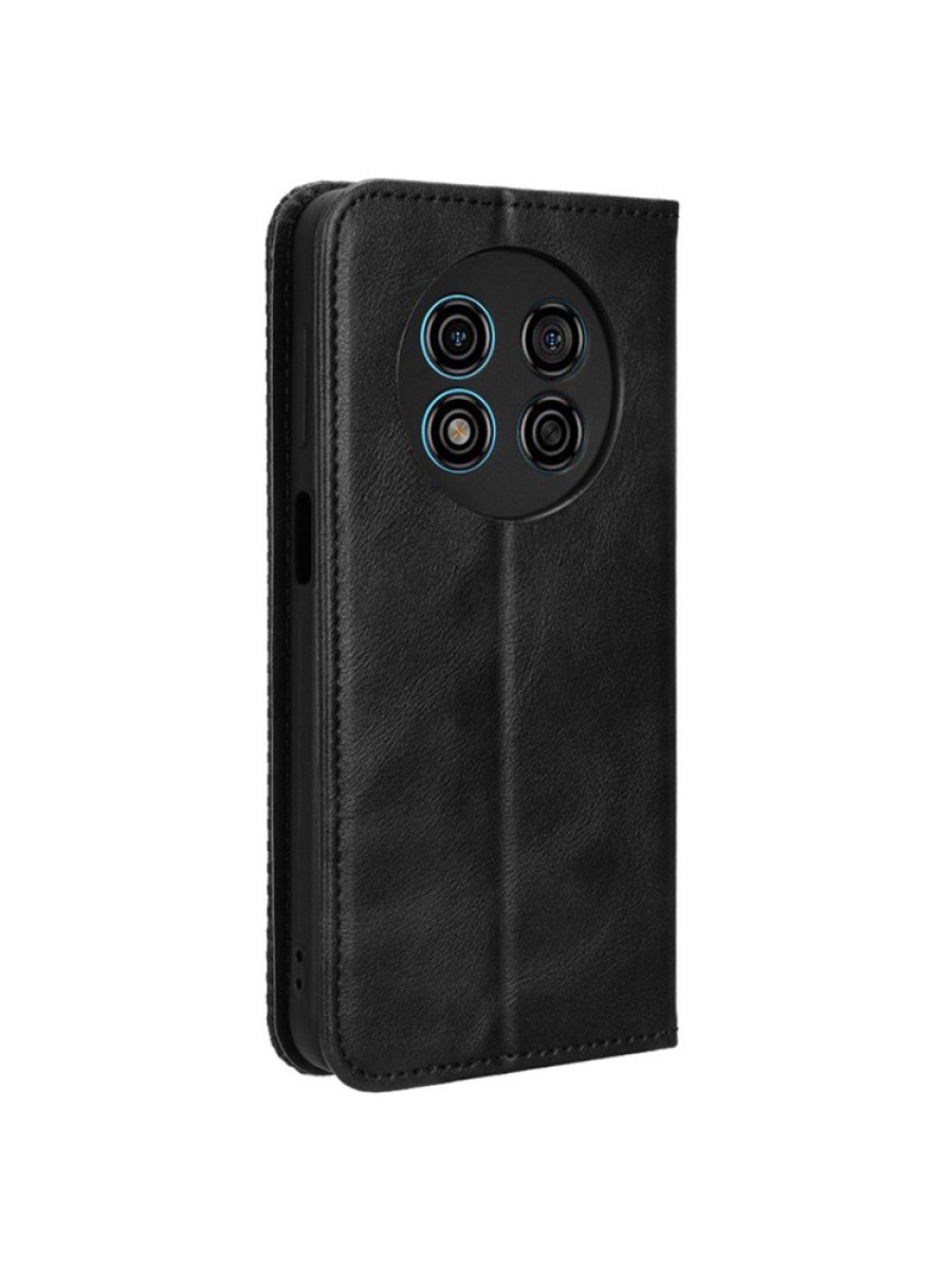 Калъф от еко кожа с ретро текстура тип портмоне за Ulefone Note 15 - черен