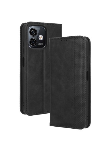 Калъф от еко кожа с ретро текстура тип портмоне за Ulefone Note 16 Pro - черен