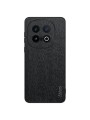 Удароустойчив калъф от еко кожа  с дървесна текстура за vivo iQOO 13 - черен