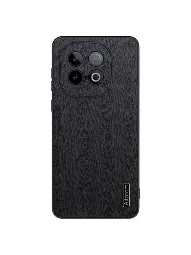 Удароустойчив гръб от еко кожа с дървесна текстура за vivo iQOO Z10 Turbo - черен