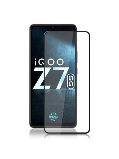 Протектор за екран от закалено стъкло за vivo iQOO Z7 - черна рамка