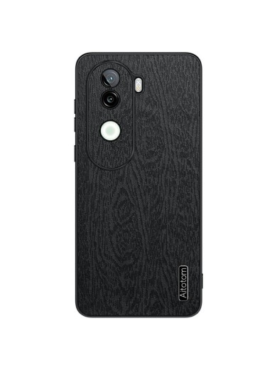 Удароустойчив гръб от еко кожа с дървесна текстура за vivo iQOO Z9s - черен Удароустойчив гръб от еко кожа с дървесна текстура за vivo iQOO Z9s - черен